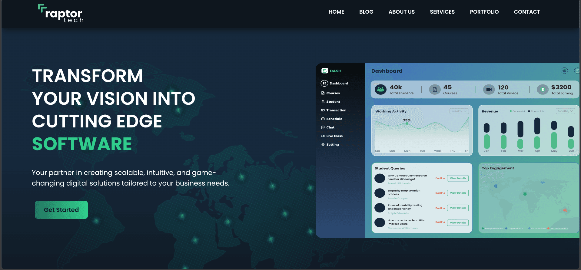 Raptor Tech Landing page